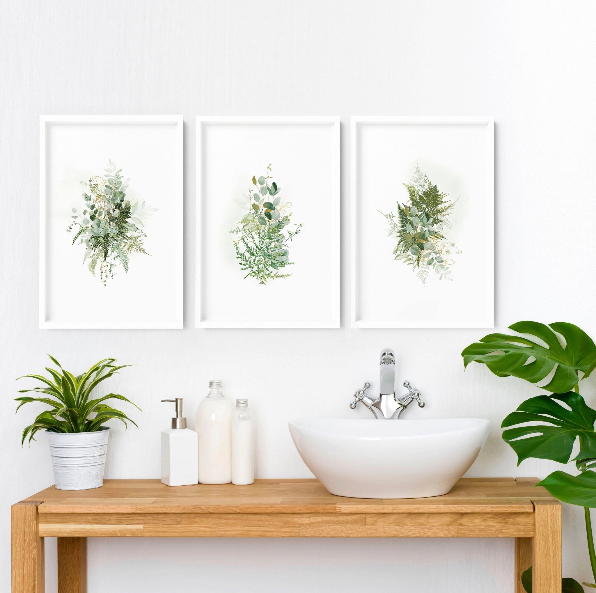 Bathroom rustic wall decor | Set of 3 art prints
